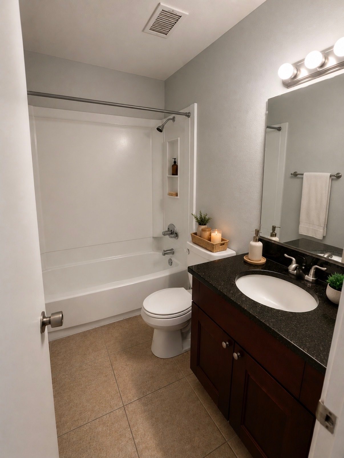 Bathroom with granite vanity