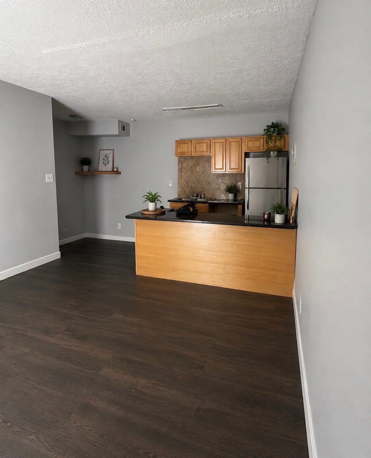 Open living area with breakfast bar